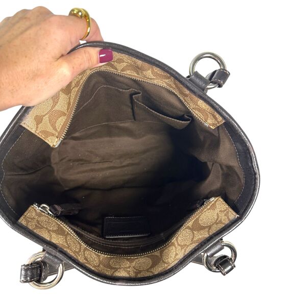 Coach 18917 Peyton Signature Brown Leather Tote Purse Handbag Shoulder - Picture 6 of 6